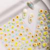 Cyan Sea Fresh Sunflower Embossed Nail Art Stickers - Colorful Flower Decals