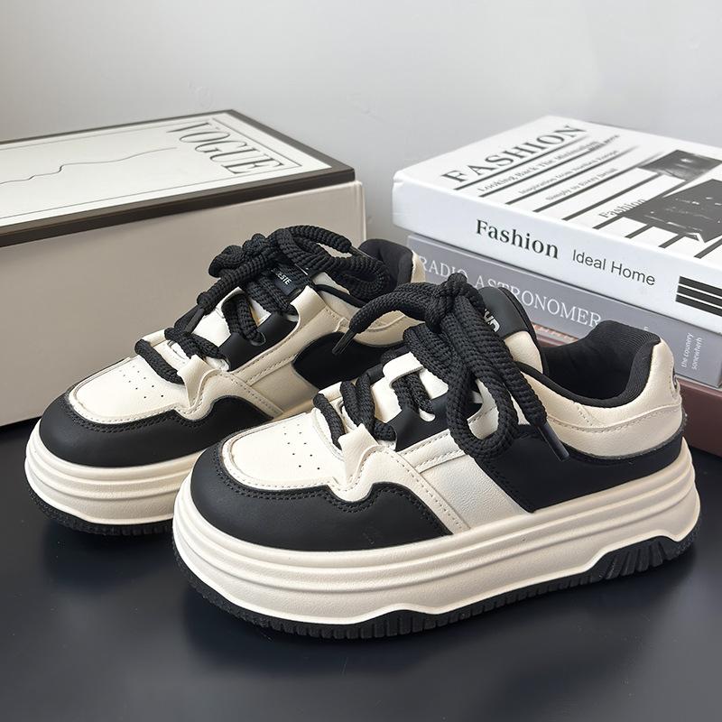 

Milk white platform white shoes women s muffin spring heightening casual sports shoes fashionable, comfortable and durable 36 чёрный