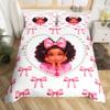 Cartoon Girl Pink Princess Duvet Cover Kawaii Castle Carriage Bedding Set,Ballet Dancer Comforter Cover Star Flower Quilt Cover