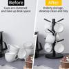 Bamboo Mug Tree with Thick Base Bamboo Mug Tree Stand Space-Saving Cup Holder with 6 Hooks,Countertop Coffee Cup Mugs Stand Rack