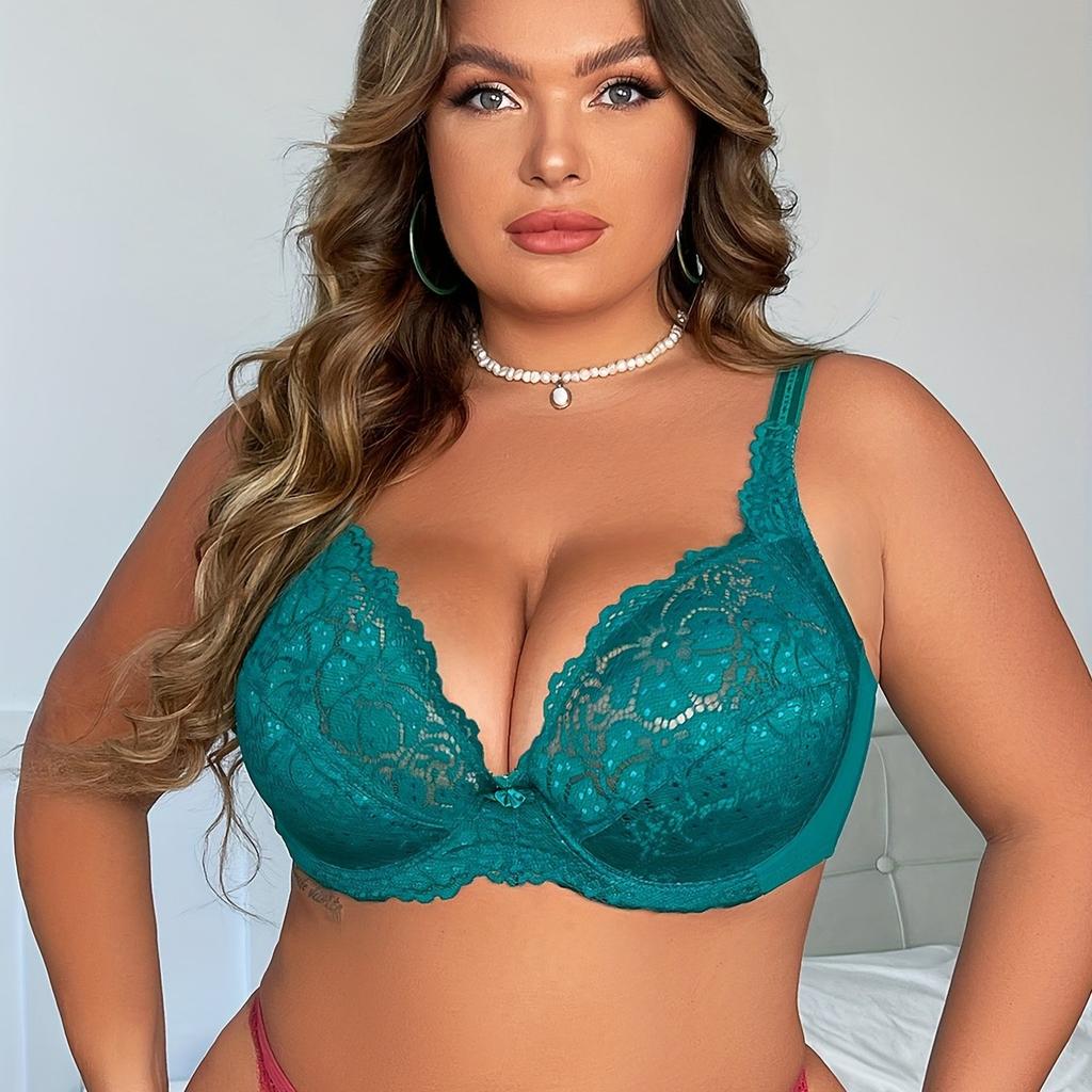 Sexy Lace Hollow Out Breathable Bras for Women, Plus Size Ultra-Thin Solid Color Bra