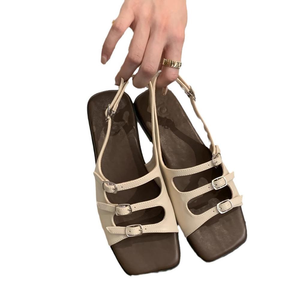 Fashion sandals women 2025 summer new retro French stunning fairy wind beach seaside vacation roman sandals