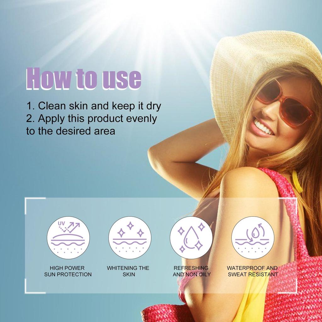 EELHOE Lavender UV Protection Cream Outdoor Protection Brightening Moisturizing Cream - Hydrating & Non-Greasy