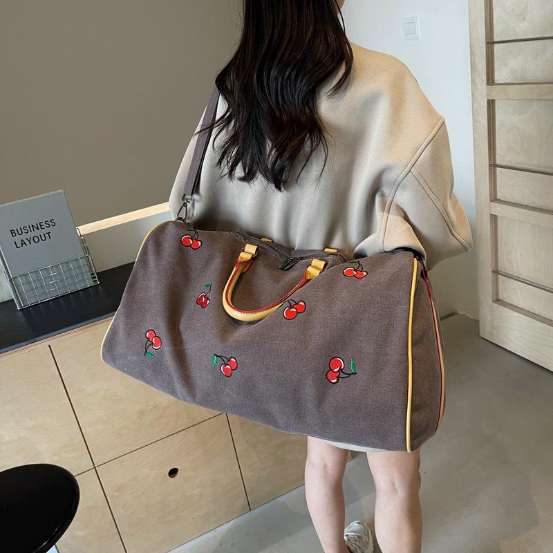 Women's Personalized Cherry Printed Large-capacity Travel Bag Household Storage Luggage Bag Can Be Used To Cover Pull Rod