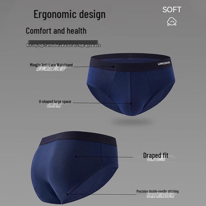 LANGSHA Men's 80S Pure Cotton Antibacterial Briefs