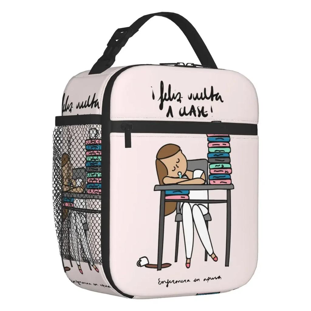 Cartoon Ladies Nurse Doctor Printed Portable Lunch Box for Women Multifunction Cooler Thermal Food Insulated Lunch Bag