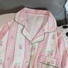 Print Flower Soft Thin Women's Pajama Set Autumn New Casual 2 Pieces Pajama Set Full Length Sleepwear for Sleeping Home Suits