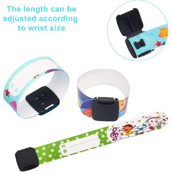 16 Pieces Child Safety ID Wristband, Pletpet Adjustable & Waterproof Kids Id Bracelets, Reble Identification Bracelet Wristbands for Boys and Girls