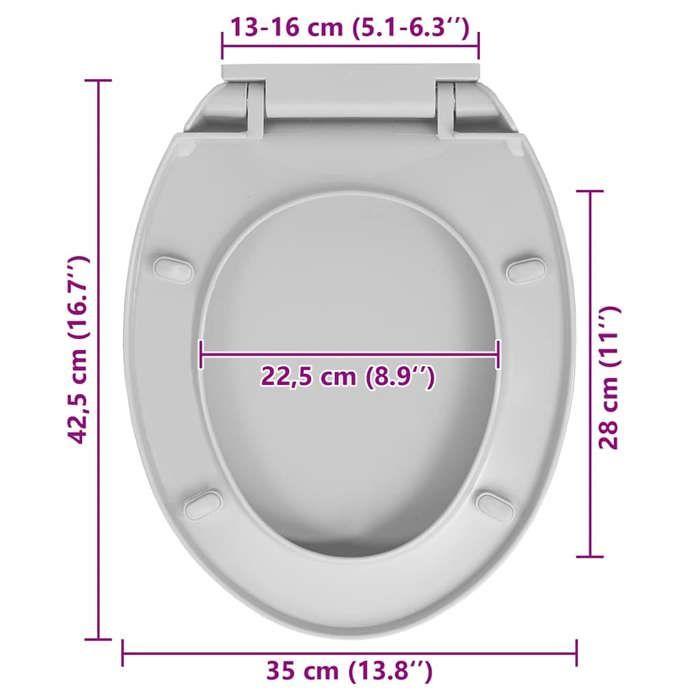 VidaXL Siège de toilette à fermeture en douceur Gris clair Ovale