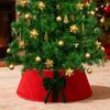 Christmas Tree Skirt Soft Faux Suede Bow Design Foldable Reusable Base Cover Festive Christmas Decoration