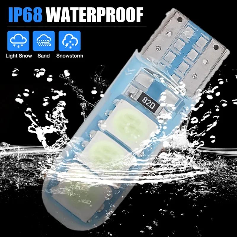 Super Bright LED Lens Daytime Running Light for Car - Universal T10 W5W Ice Blue Side Marker Light 5050 6SMD Bulb 1-50PCS