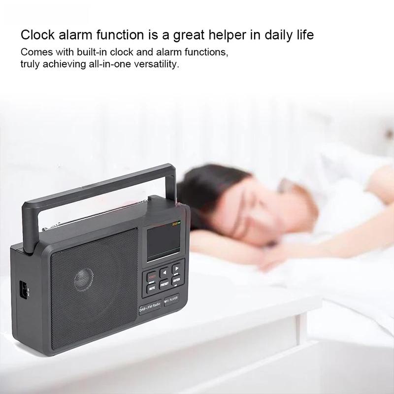 Přenosné rádio DAB FM s budíkem LCD displejem Kompatibilní s Bluetooth 5.0 Digitální rádio DAB FM Audio Player Přijímač pro USB TF