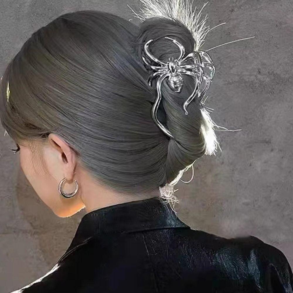 Hollow Spider Hair Claw Geometric Metal Hair Claw Gothic Large Shark Clip Girl