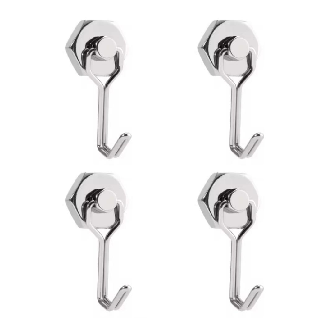 4pcs Strong Magnetic Hooks Home Kitchen Refrigerator Storage Holders Strong Permanent NdFeb Magnetic Hook Storing Supplies