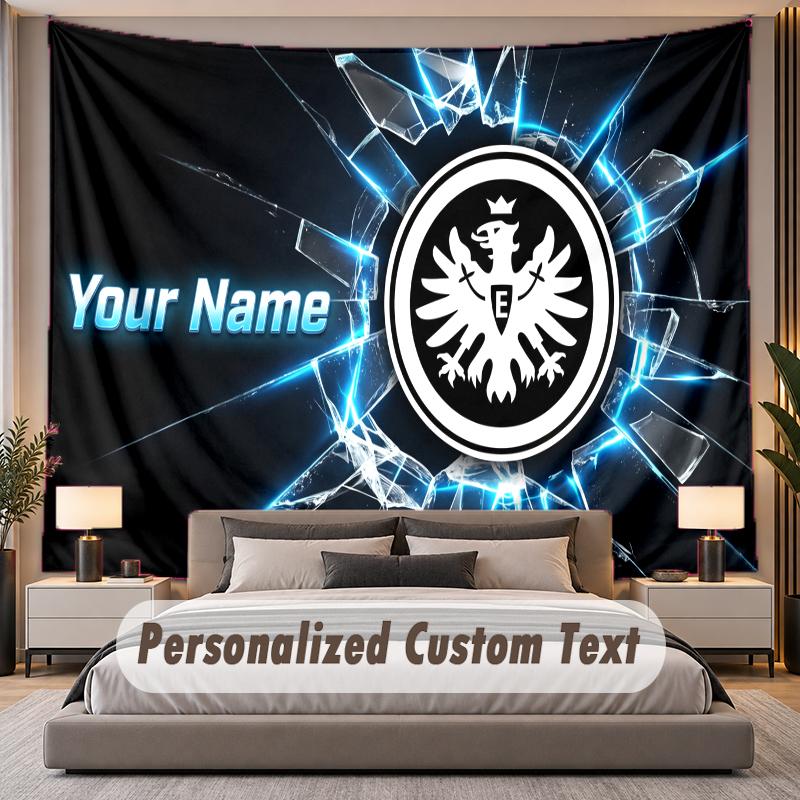 Individualus vardas Tekstas Sieninė drobė Eintracht Frankfurt Personalizuota poliesterio sieninė drobė Miegamajam ir kambariui
