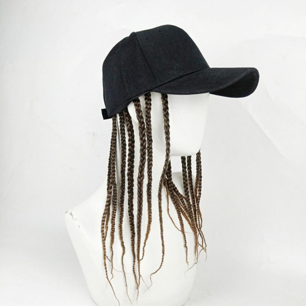 

Peaked Cap Wig Hair Dreadlocks Cap Baseball Cap Braid Sun Visor Hats Wig Hip Hop Hat Summer Unisex Black hat brown hair