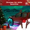 Cute Christmas Car Decoration Gray Deer Horn Antlers Car Kit With Red Nose For Holiday Gift Set Car Accessories Ornaments