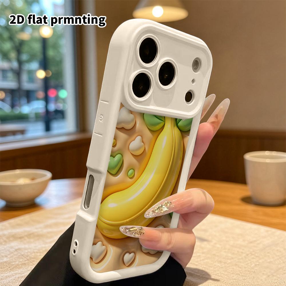 Phone Case: 2D Flat Design Suitable for iPhone 18 17 16 15 14 13 Pro Protective Case, 3D Banana, Perfect Christmas and Halloween Holiday Gift