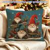 2D Flat Printed Christmas Gnome Pillowcase, 1pc 45x45cm/18x18 Inches, Single-Sided Print, No Pillow Insert, Zipper Closure, Fun Winter Holiday Design 