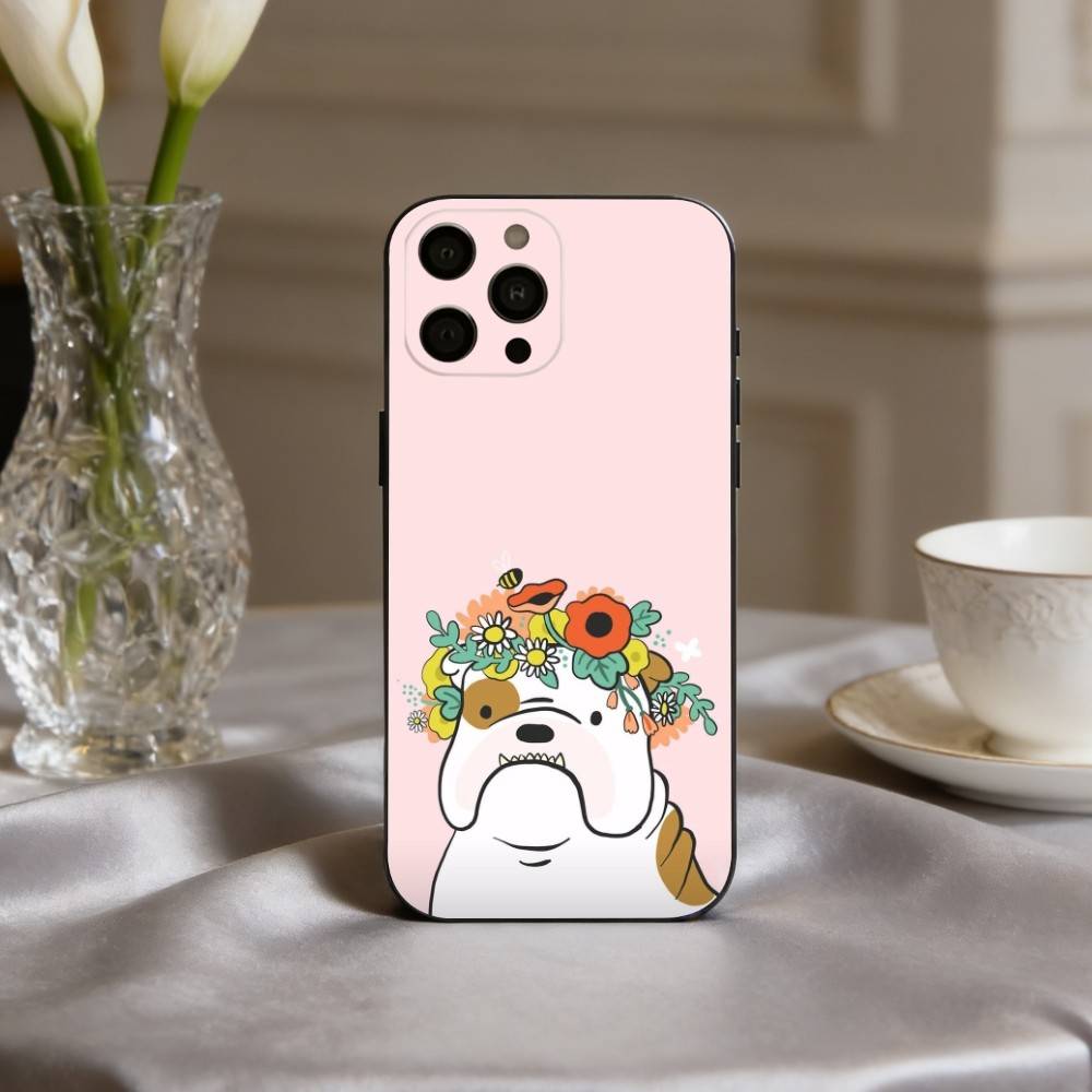 k-Kawaii b-Bulldog-g Phone Case For iPhone 17,16,15,14,13,12,11 Plus,Pro Max,XS,Soft Silicone Black Cover