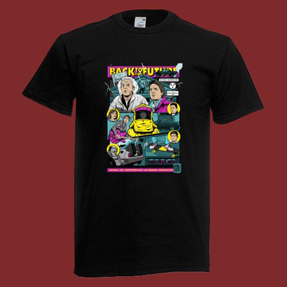 Back to The Future Movie Mens Black T-Shirt XXL