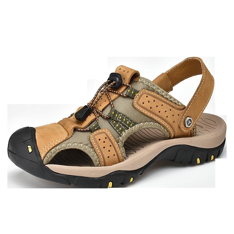 Plus Size Men s Dual-Use Strap Hand-Stitched Cowhide Summer Beach Sandals 43