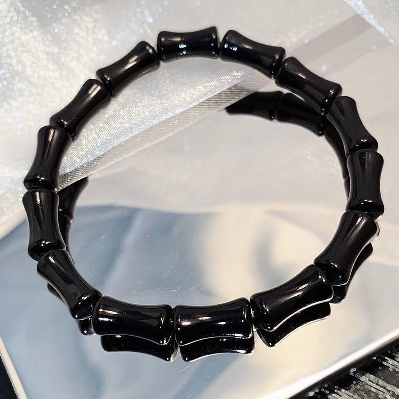 Chinese Style Black Bamboo Knot Bracelet New Chinese Style Double Layer Bamboo Knot Niche Black Design Sense Bracelet Unisex Style for Men and Women