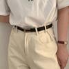 New Vintage Korean Female Trouser Dress Decoration Leather Belt Metal  Buckle Thin Waistband