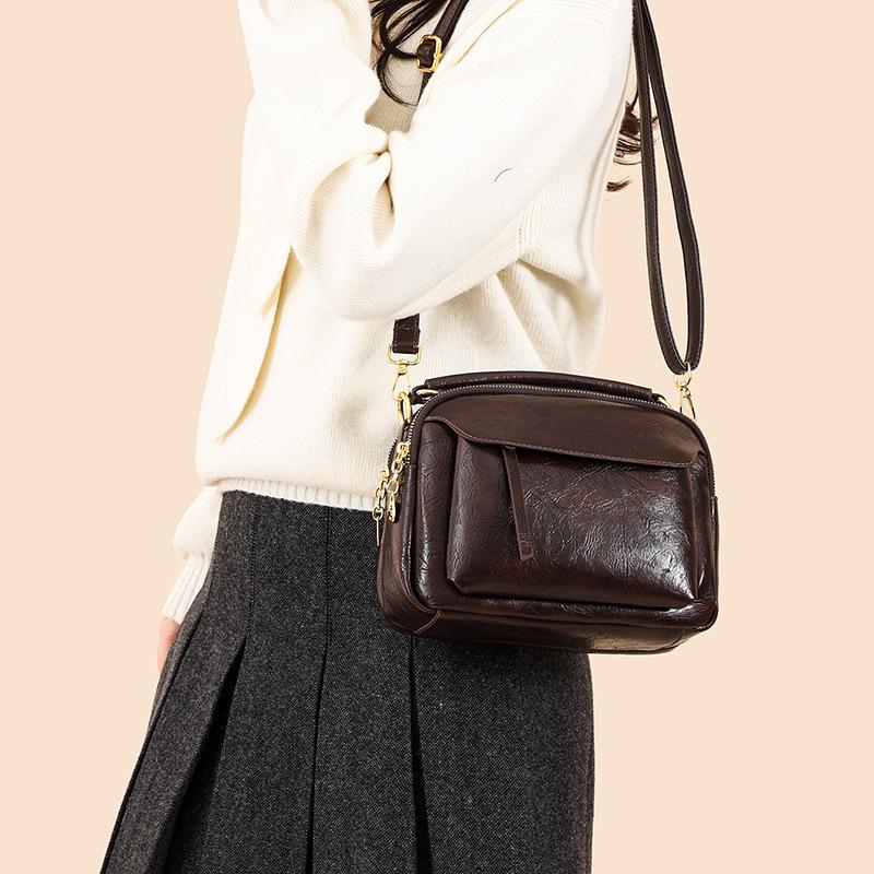 Single Shoulder Crossbody Bag - Soft Leather Bag - Large Capacity - Multi-functional - Fashionable Handbag