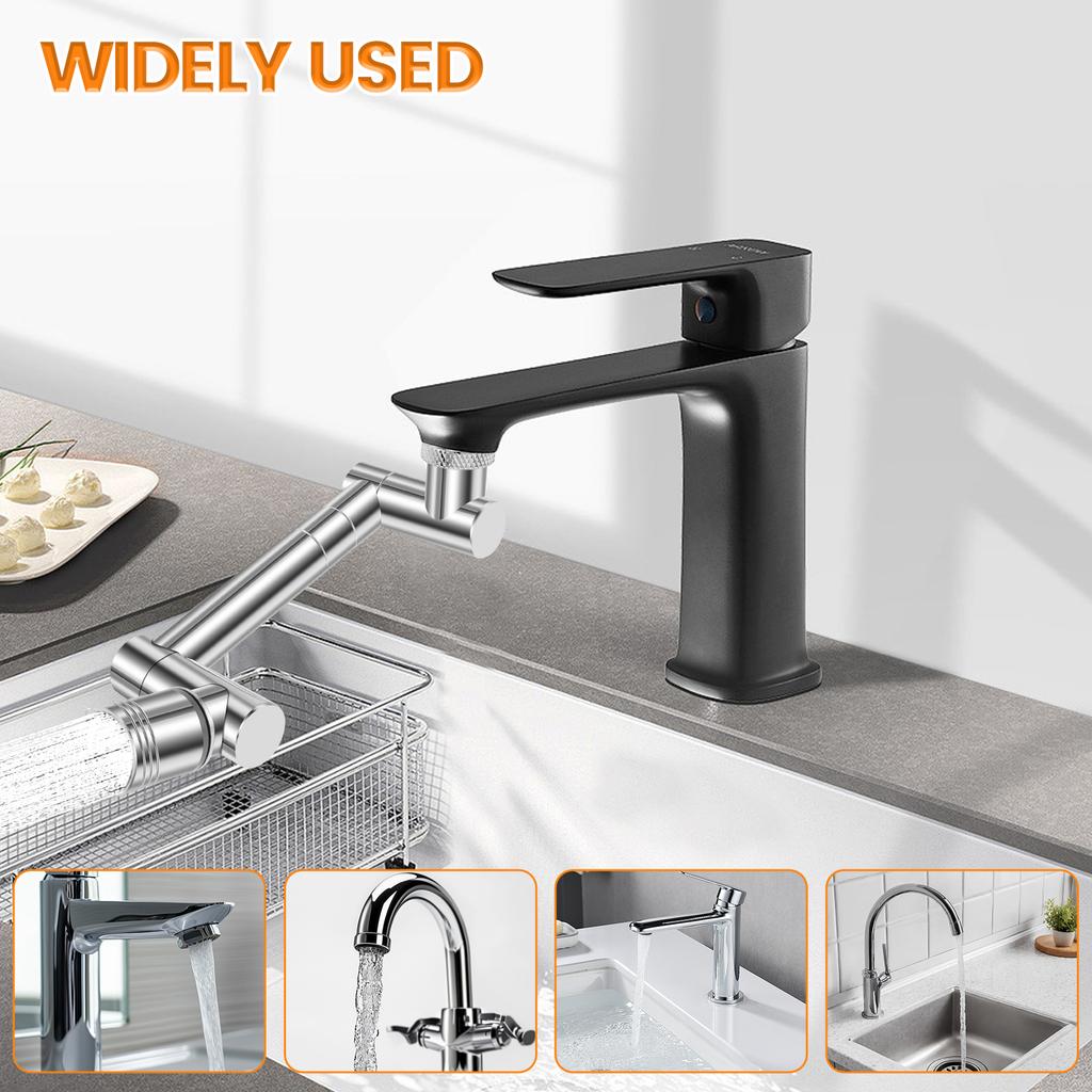1440/1080° Swivel Faucet Extender Alloy Rotating Sink Extension Splash Proof Rotating Splash Filter Faucet Robotic Arm Aerator