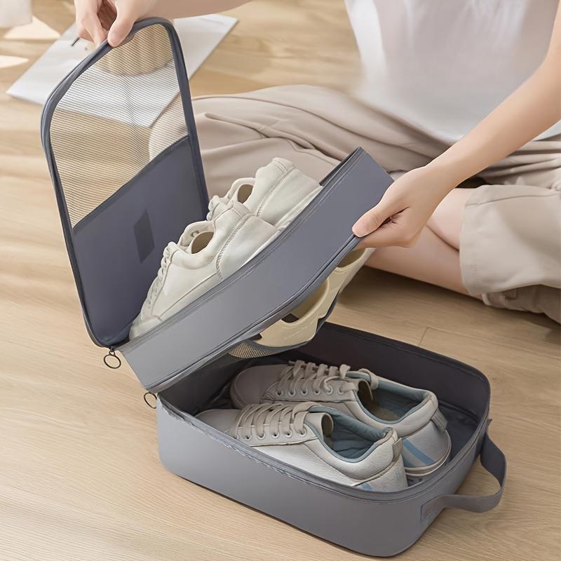 Large Capacity Travel Shoe Organizer Bag - Hanging Shoe Storage with Multiple Compartments, Heavy-Duty Polyester Hanging Organizer for Suitcase