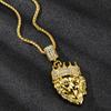 Hip Hop Necklace Accessories for Men and Women, Trendy Brand Accessories, Alloy Full Diamond Gold Lion Pendant