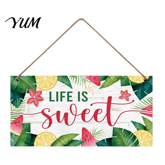 Coastal Home Decorations Summer Wooden Hanging Sign, Beach Theme Welcome Sign Front Door Decor with Wall Rope, Colorful Hanger for Seasonal Farmhouse