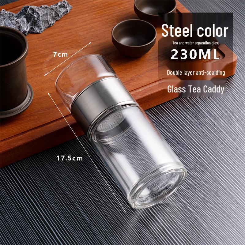 

Премиальная двухслойная стеклянная чашка для разделения чая и воды для офисного и личного использования, унисекс