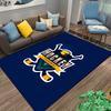 Flannel Rug Hockey Tournament Logo Crossed Sticks Puck Shield Blue Gold Carpet Office Decor
