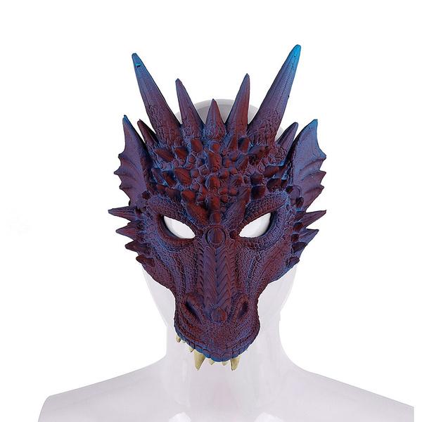 

Dragon Mask Half Face Halloween Costume Mask Party Decorations Soft Cosplay Scary Halloween Mask фиолетовый