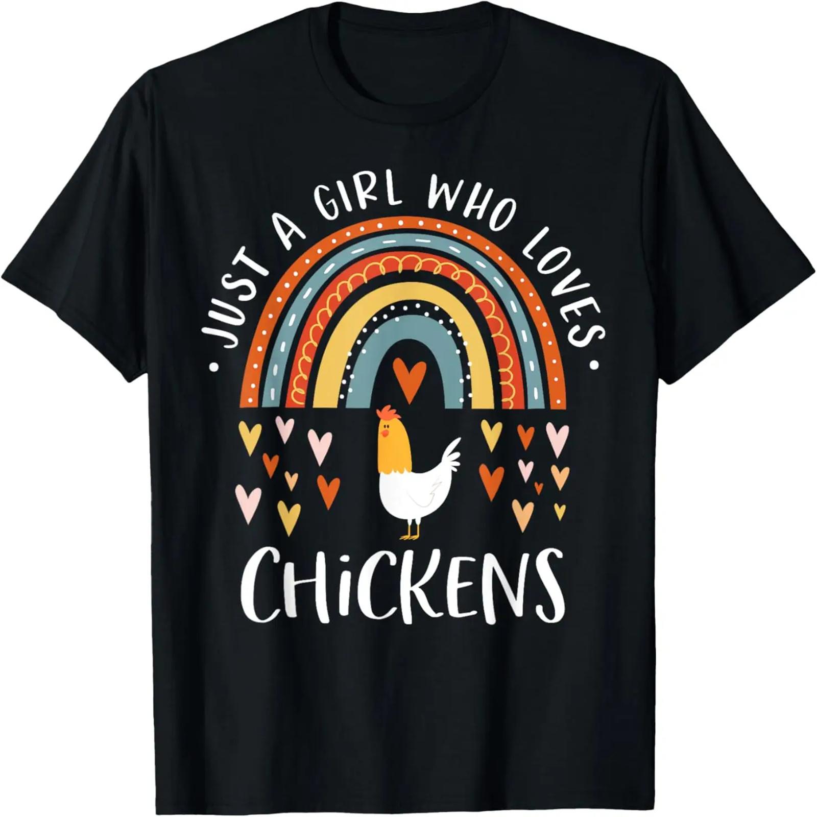 

Just A Girl Who Loves Chickens Rainbow Gifts Poultry Lover T-Shirt XXXXXL чорний