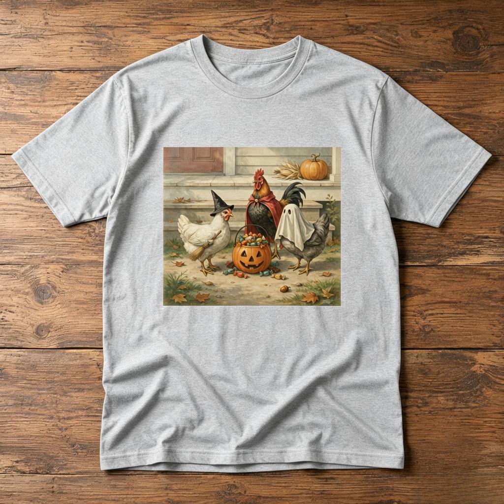 Comfort Colors Chicken Halloween Shirt Funny Trick or Treat Rooster Tee Cute Spooky Season Chicken Lover Graphic TShirt