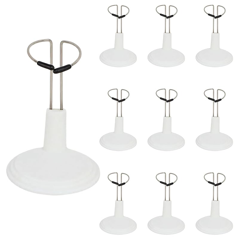 

East Leaf doll stand figure pedestal display stand set of 10 white 15cm