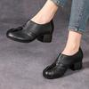 Fashion GKTINOO Women Pumps Genuine Leather High Heel Shoes Genuine Leather Thick Heels Handmade Shoe Vintage Style