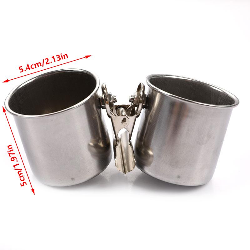 

Кормушка для попугаев из нержавеющей стали, круглая миска для корма для домашних животных, вольер, вода Double