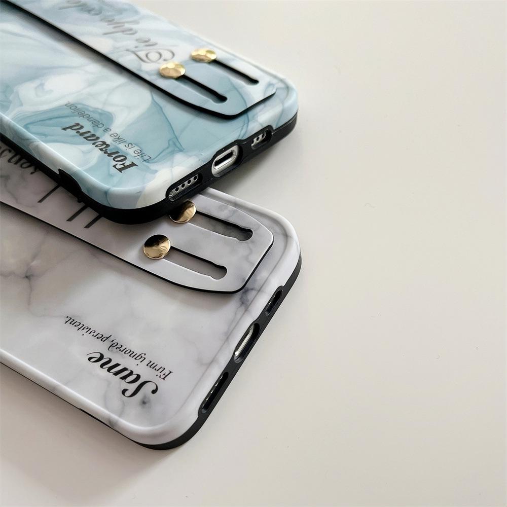 Geräucherte Marmor Handgelenkschlaufe Hülle für iPhone 11, 12, 13, 14, 15 Pro Max - für Frauen