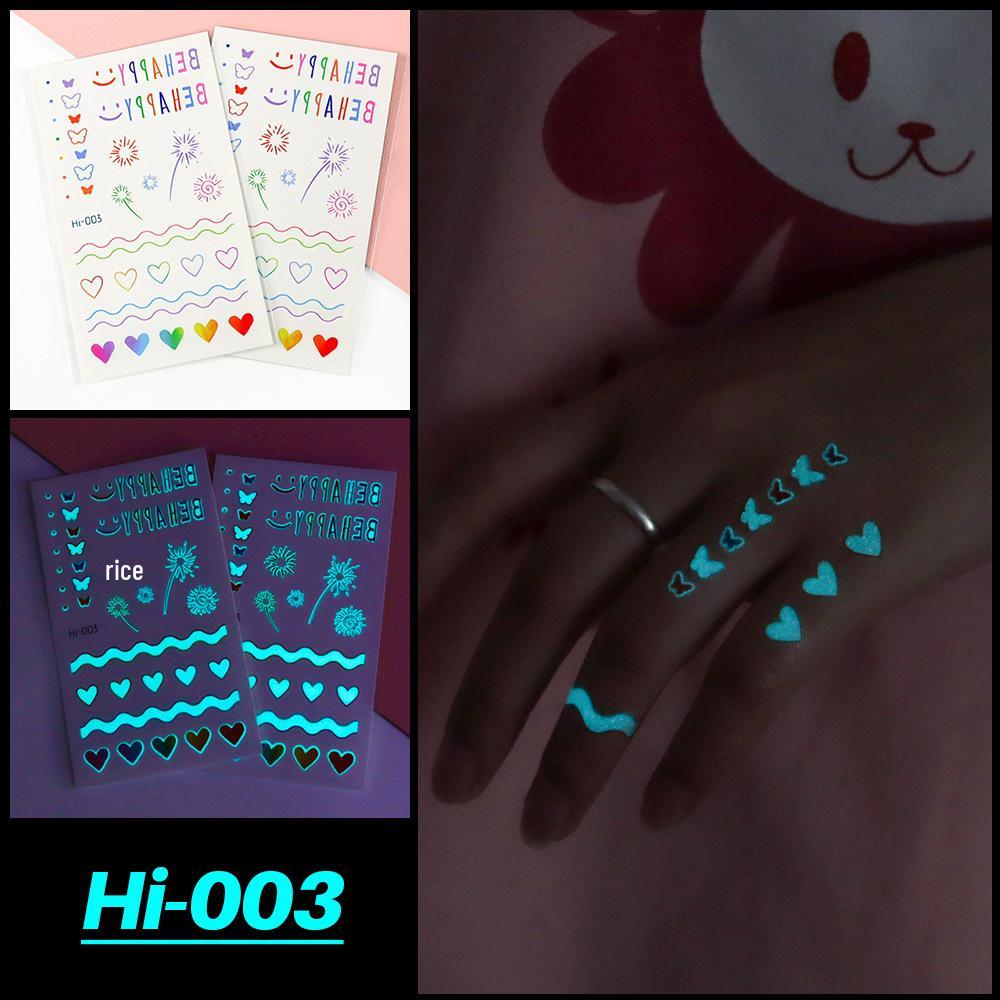 Electric Sound Festival Waterproof Blue Luminous Rainbow Tattoo Stickers