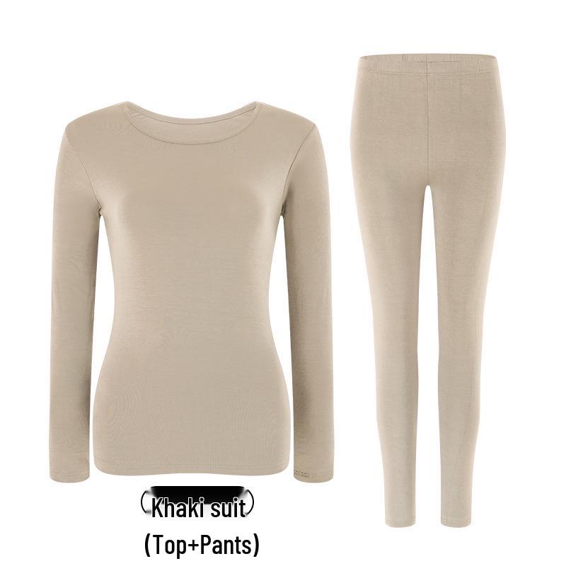 Women's Modal Body Shaping Autumn Knitwear Set: Warm Long Sleeve Top & Pants