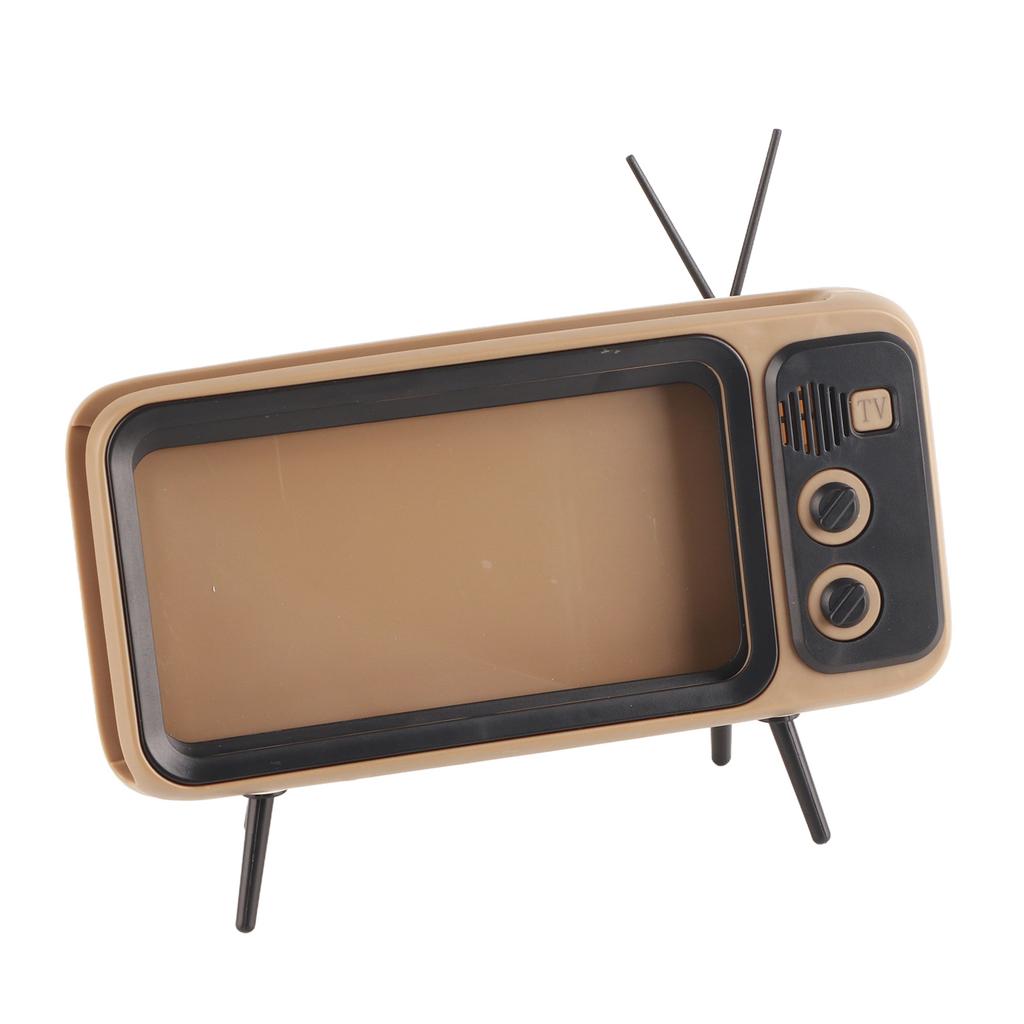 Retro TV Shaped HD Stereo Speaker Loudspeaker for Under 6 Mobile Phone Stand White