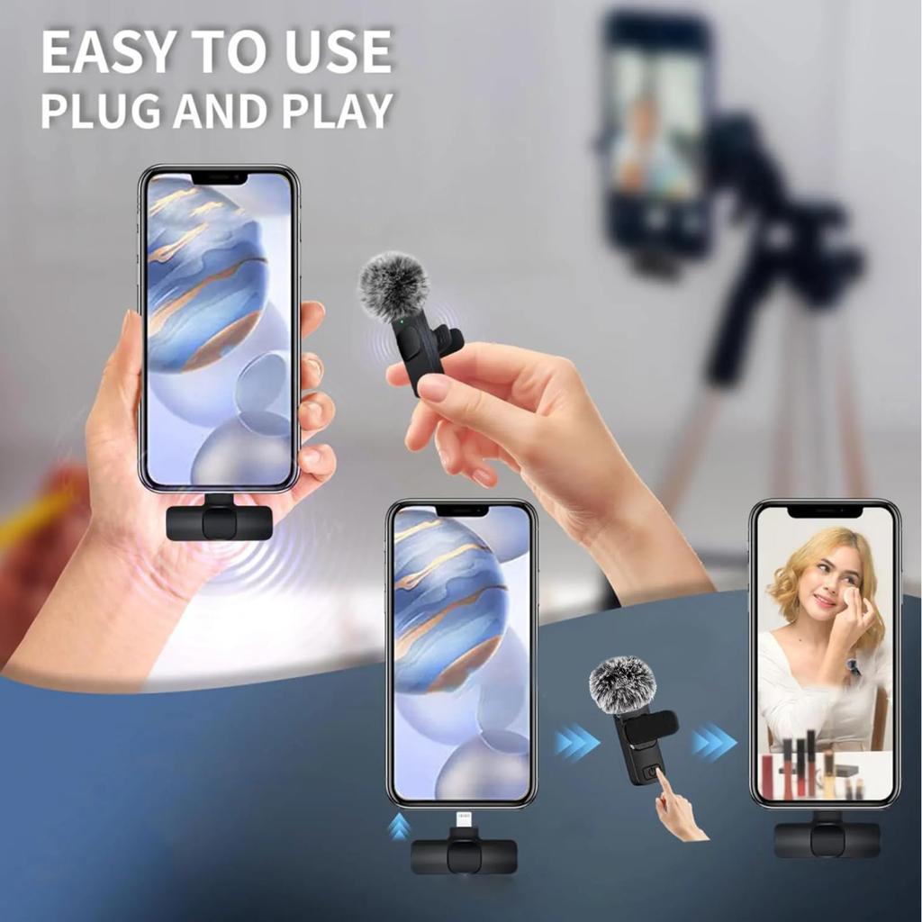 Wireless Lavalier Microphone Noise Cancelling Mini Clip Microphone for Podcasting Interviewing Vlogging Studio
