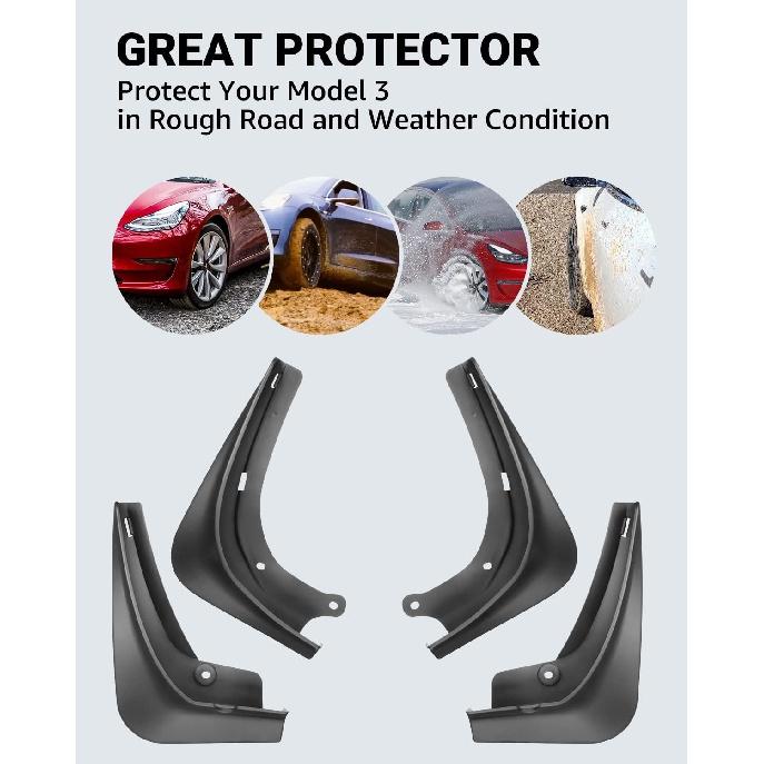Schmutzfänger Kotflügel für Tesla Model 3 Y 2017-2022 2023 Kunststoff-Spritzschutz Kotflügel 4 Teile/satz Schwarz Weiß Carbon Fiber