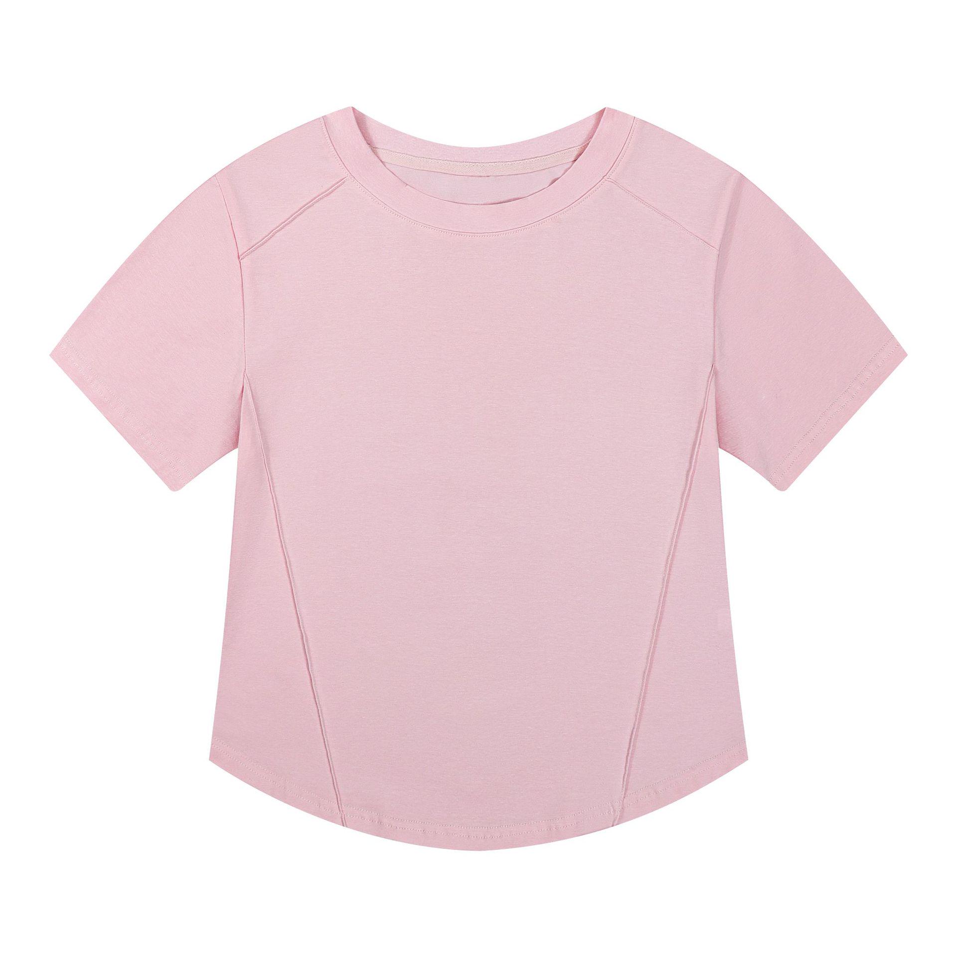 

Женская приталенная футболка с круглым вырезом и косточками - Лето 2024 Европейский стиль One Size розовый