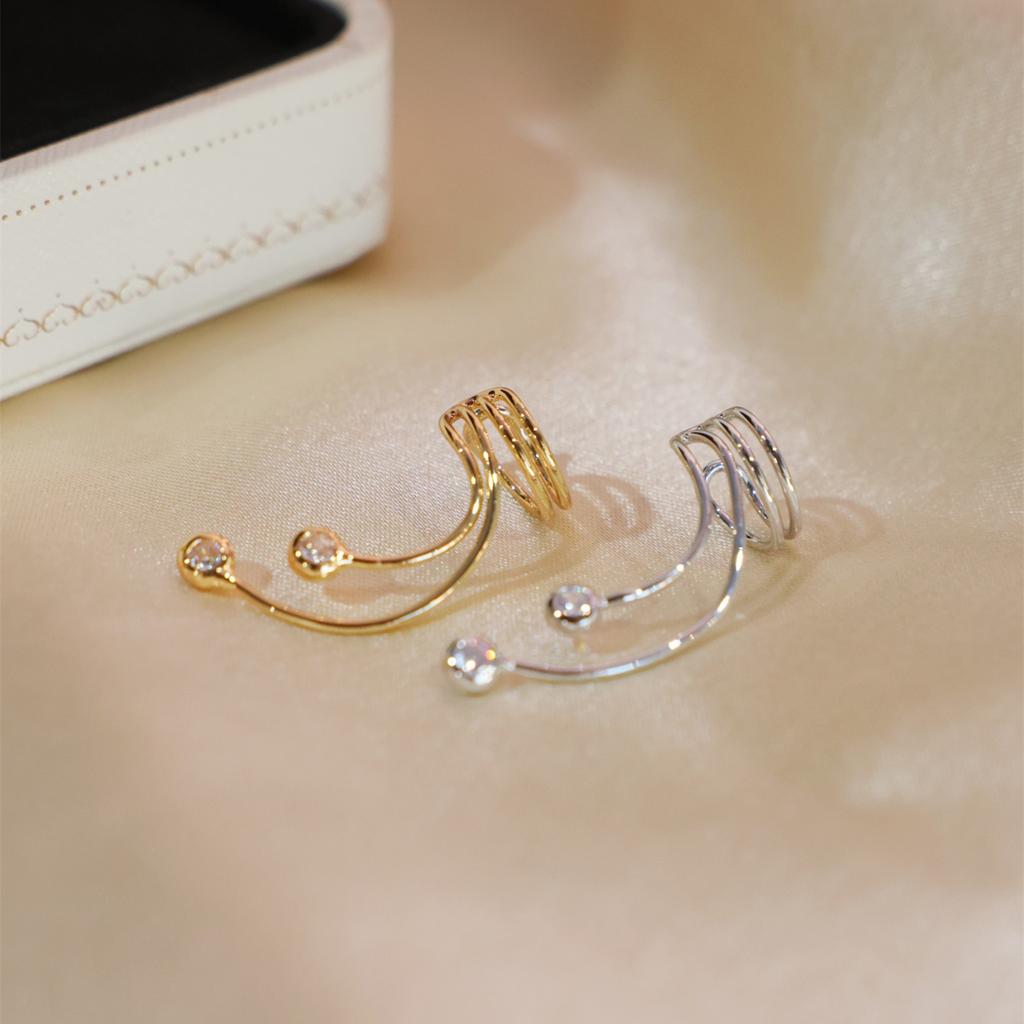 1PC Bent Zircon Ear Bone Clip Inlaid with Synthetic Zircon for Women's Fashionable and Elegant Temperament Ear Hook