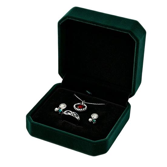 Velvet Jewelry Box, Dark Green Suede Flip Cover Hard Case, Scratch-Proof Shock-Proof Organizer, Jewelry Storage Box for Travel